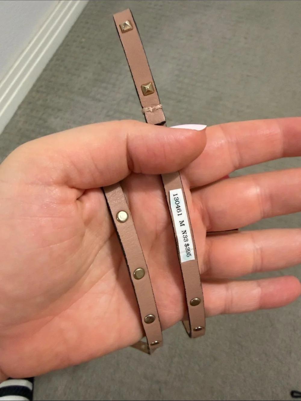 Valentino Garavani Nude Beige Rockstud belt with Gold Studs Size M with box